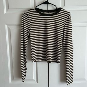 Striped Dark Green Active USA Long Sleeve Top
